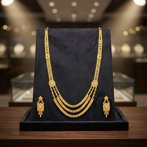 Wholesale Brass 14K18K24K Micron Gold Filled Dubai Style Rani Haar <b>Bridal</b> Long Necklaces Set Traditional Design Fashion Jewelry - Product Image 4