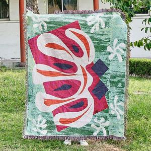 بطانية منسوجة من قماش الجاكار مخصصة بساط منقوش باللون الزهري بسعر الجملة لتزيين الغرفة - Product Image 5