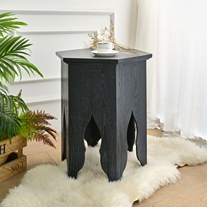 Mesa de Centro de Madera Negra con Forma Hexagonal de Estilo Nórdico Moderno INNOVA, Duradera y Fácil de Montar para Sala de Estar - Product Image 3