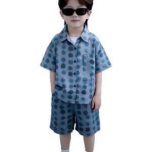 家庭配套亲子装新款时尚棉质圆点图案男衬衫爸爸儿子衬衫 - Product Image 5