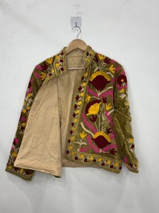 Suzani Boho Coat Ethnic Luxury Outerwear Indian Suzani Embroidery <b>Velvet</b> <b>Jacket</b> Unisex Spring <b>Jacket</b> for Fashion Lovers - Product Image 5