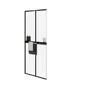 Mampara de ducha de 39.4x76.8 pulgadas con vidrio ESG, marco de aluminio sin marco y estante para baño, diseño minimalista - Product Image 1