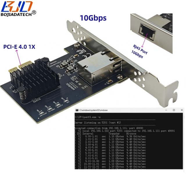 Factory Wholesale 10Gbps RJ45 Port to PCI-E 4.0 1X Lan Network Card RTL8127AT for Server PC Computer PXE Desktop Internet Cafe
