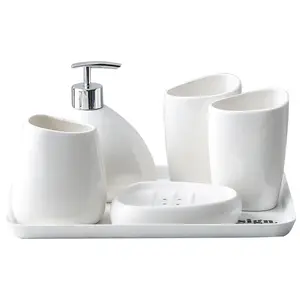 Modern Minimal Ceramics Bathroom Luxury Accessories Sets 5 pieces