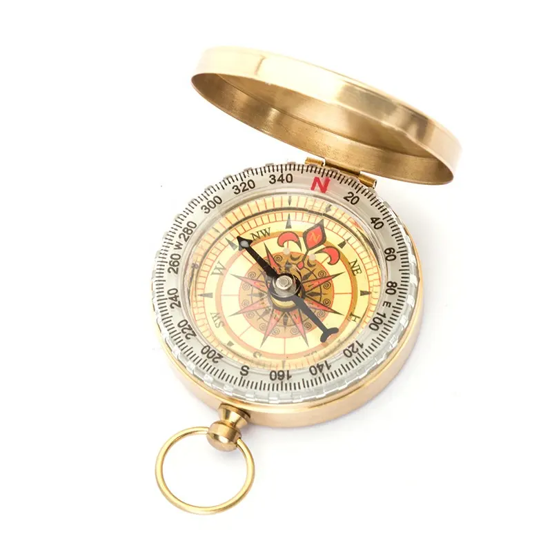 AJOTEQPT G50 Retro Flip Compass Pure Copper Brass Pocket Watch for Outdoor Camping   Hiking Survival
