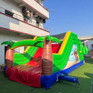 Parcours d'obstacles gonflable <span class=keywords><strong>rouge</strong></span> et vert avec toboggan pour enfants - Château gonflable combiné pour jeux amusants - Product Image 3