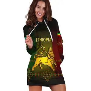 Дешевая оптовая продажа, толстовка, платье, Золотой Лев, Эфиопский этнический Роскошный дизайнерский удобный пуловер, юбка с минимальным заказом