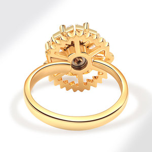 Geometric Zircon <b>Ring</b> Copper Gold Plated Snowflake Adjustable Anxiety Spin <b>Rings</b> <b>Stress</b> Relief Jewelry For Women - Product Image 4