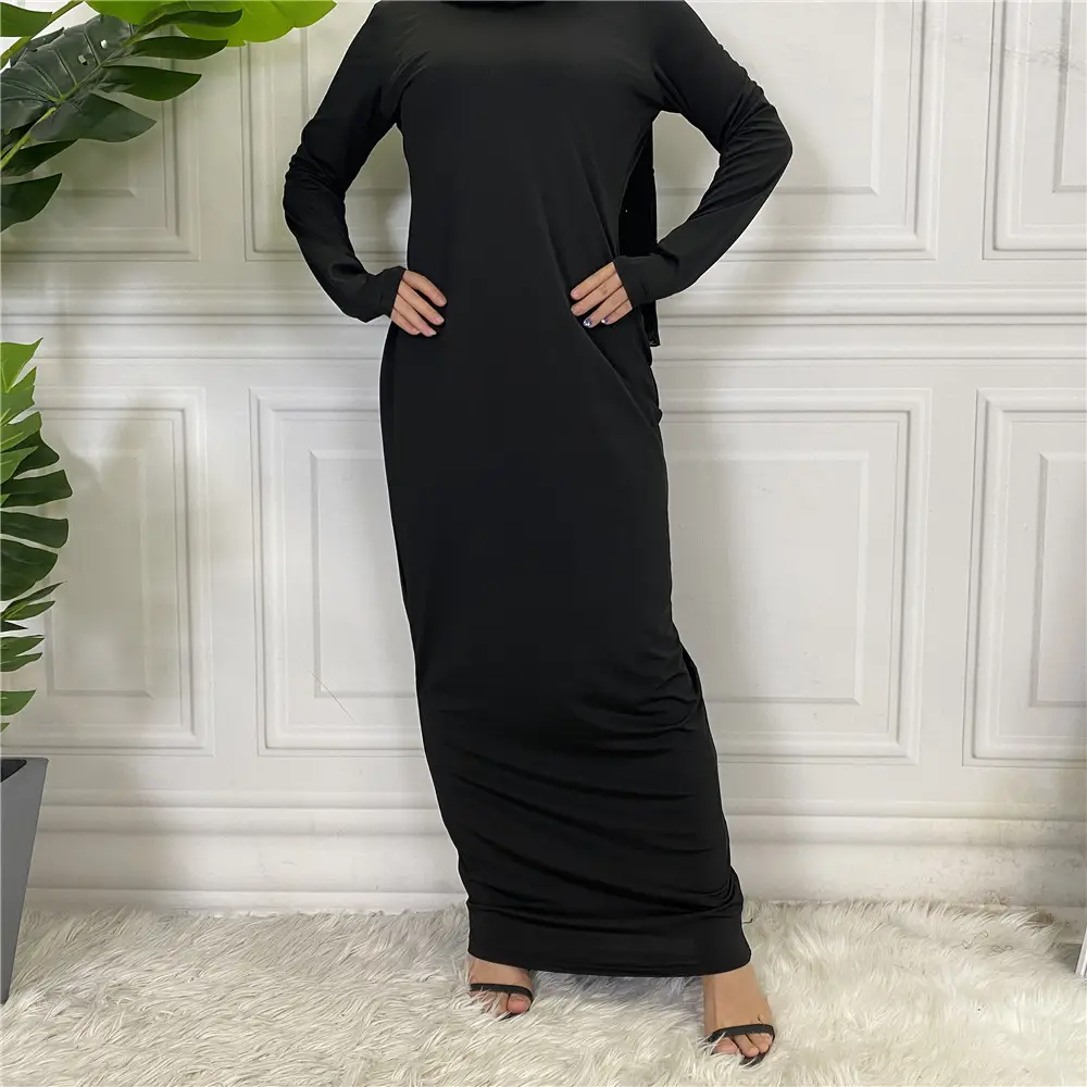 High-End-Anpassungs kleid Arab Solid Color Langarm kleid Bequeme muslimische Kleidung für Frauen