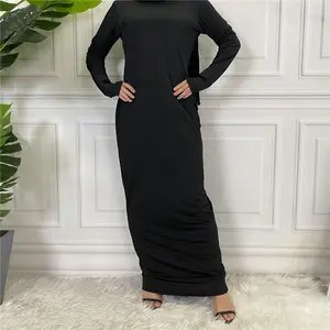 Váy Tùy Chỉnh Cao Cấp Đầm Dài Tay Màu Trơn Ả Rập Quần Áo Hồi Giáo Thoải Mái Cho Nữ