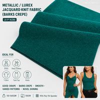 Tissu Tricoté Jacquard Crêpe Lurex Métallisé Extensible Respirant 95% Poly 5% Spandex 160GSM Fluide Chic Scintillant pour Robe de Soirée et T-shirt
