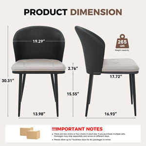 Chaise de salle à manger moderne en similicuir avec dossier incurvé, coussin en mousse épaisse, chaise d'appoint douce pour l'extérieur, pour la cuisine et le salon - Product Image 6