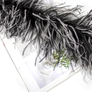 Usine haute <span class=keywords><strong>couture</strong></span> noir et blanc couleur mixte avec plumes d'autruche robes boa <span class=keywords><strong>couture</strong></span> plumes accessoires - Product Image 1