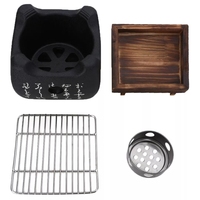 Barbecue portable pliable de style japonais, réglable en hauteur, pour cour extérieure, petit, mini, pour une personne, en alliage d'aluminium
