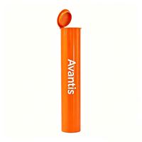 Tube en plastique gris de 116 mm avec couvercle à rabat CR, logo et étiquette personnalisés, format king size pour emballage de papier à rouler de 109 mm