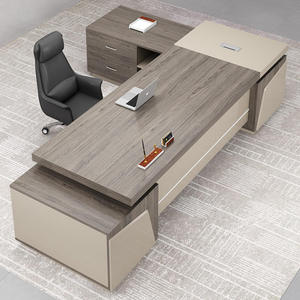 Scrivania Direzionale Moderna in Legno di Alta Qualità, Grande Scrivania a L con Armadietto per Ufficio <span class=keywords><strong>MFC</strong></span> - Product Image 2
