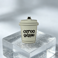 Épinglette populaire en émail souple nickelé, personnalisée, en forme de tasse à café avec couvercle en forme de cœur, style café