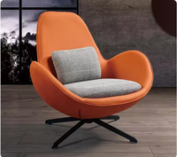 Fauteuil de loisirs moderne en tissu et similicuir PU à dossier haut, pivotant, avec base métallique, idéal pour appartement, salon, hôtel, bureau, hall d'attente