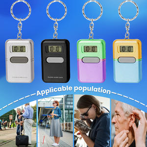 Inglese francese germania spagnolo Talking portachiavi orologio parlante portachiavi allarme, ora oraria annuncio quadrato-nero - Product Image 3