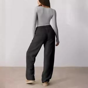 Blusa al por Mayor para Mujer, Tops con Logotipo Personalizado, Cuello Cuadrado, Blusa de Algodón Elástico de Manga Larga, Top Corto - Product Image 3