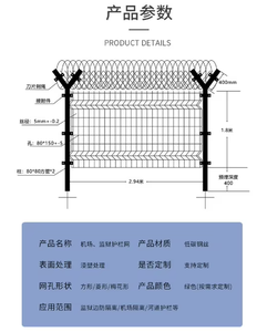 Panneau de clôture de prison en treillis galvanisé robuste anti-escalade, conception à vue dégagée, sécurité anti-effraction pour les prisons, les voies ferrées et les frontières - Product Image 6