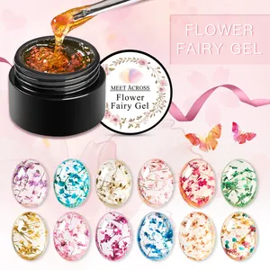 Private Label Summer Spring Soak Off Uv Led Decoration Painting Nail Art Natural Dried Flower Fairy Gel Nail Polish Floral Gel