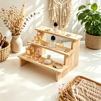 Étagère de présentation rétro en bois, organisateur à 3 niveaux, multifonctionnelle, style mid-century moderne, en bois de frêne