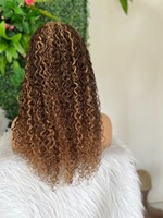 Perruques sans colle 100% cheveux humains couleur P4/27 Piano, bouclées, ondulées, avec dentelle 13x4 pré-épilée, cheveux vierges indiens pour femmes noires