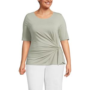 FOXA Top ligero de jersey para mujer con lazo frontal, manga corta, transpirable, informal, para todas las estaciones - Product Image 1