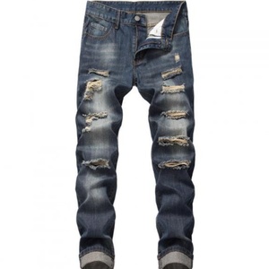 2025 Plus Size Men's Distressed Denim <b>Jeans</b> Pants Big Tall Customizable Logo Stonewashed Straight Style Mid Waist Techniques - Product Image 2