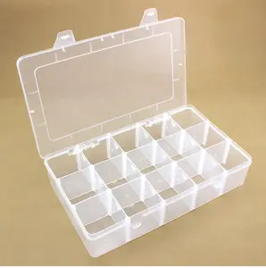 Transparant Plastic Verstelbare 15 Doorzichtige Roosters Elektronica Organizer Box Opberghouder Met Dienbladen