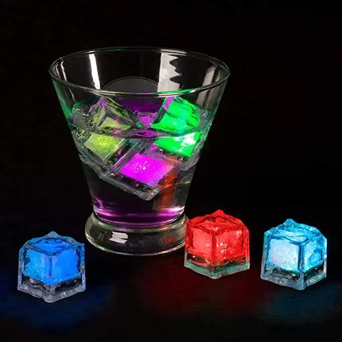 PT Großhandel Leuchten Eiswürfel Led Blinkende Whisky Tasse Weinglas Dekoration Leuchten Eiswürfel Lichter Led