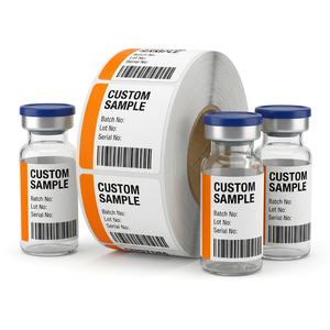 Autocollants de codes-barres mats résistants à l'eau et à l'huile, adhésifs puissants, texte personnalisé pour flacons de peptides lyophilisés Xilin - Product Image 3