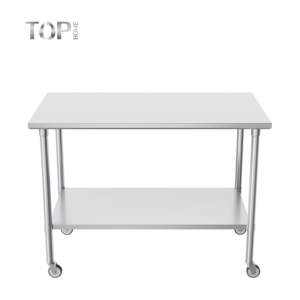 <span class=keywords><strong>Table</strong></span> <span class=keywords><strong>de</strong></span> préparation <span class=keywords><strong>de</strong></span> cuisine commerciale robuste en acier inoxydable 304, finition polie, résistance à la corrosion, roulettes à 4 roues, garantie 5 ans - Product Image 1