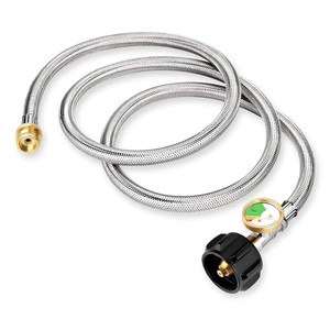 Tuyau de propane en acier inoxydable avec manomètre 6FT pour connexion de barbecue portable - Product Image 4