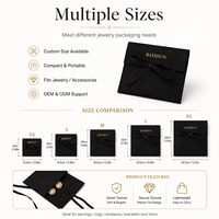 Pochette cadeau multifonction carrée en microfibre noire avec fermeture à nœud en ruban, logo en feuille d'or, personnalisable OEM, vente en gros