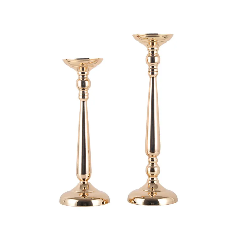 Support de bougie en métal doré personnalisé pour mariage, centre de table en forme de pilier argenté pour arrangement floral pour décoration intérieure