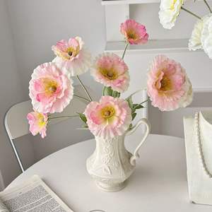 Amapolas Artificiales de Seda, Flores Blancas, Rosas, Naranjas, Azules y Moradas, con Efecto de Terciopelo, Alta Simulación, Decoración para Bodas, Mesa de Salón - Product Image 2