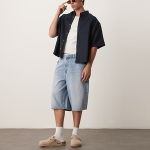 <span class=keywords><strong>Abito</strong></span> Casual da <span class=keywords><strong>uomo</strong></span> con bottone estivo in cotone a manica corta per la parte superiore del corpo taglie forti per uso da spiaggia - Product Image 3