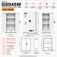 Armoire de sécurité pour produits chimiques toxiques de laboratoire, 170 L, 45 gallons, en acier blanc, double porte, pour hôpital, fournisseur OEM