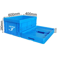 Caisse de rangement pliable JOIN Blue PP en plastique avec couvercle, boîte empilable et pliable pour la logistique d'entrepôt, le déménagement et l'usage domestique
