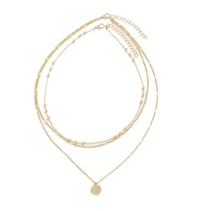 复古三层圆形吊坠项链，带金银链合金饰品，适合女性礼品 - Product Image 5