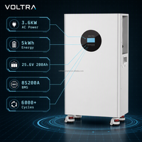 AC 3.6KW 5kWh Enerji Depolama Sistemi 51.2V 200Ah LiFePO4 Pil Paketi 6000+ Döngü Ömrü A Sınıfı Hücre CAN Ev Tipi Güneş Enerjisi Yedeklemesi için