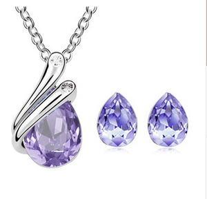 HA1224 Venta al por mayor de joyería de cristal de lágrima de moda conjunto de collar y pendientes conjunto de joyería europea y americana - Product Image 4
