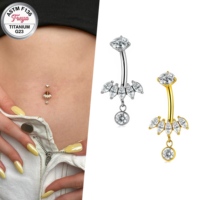 G23 Titan Zirkon Bauchnabelpiercing Ring ASTM-F136 Nabelpiercing mit Innengewinde Bauchnabelringe Körperschmuck