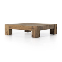 Table basse en bois d'orme de style nordique Wabi-sabi antique en travertin naturel pour hôtel