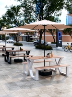 Set Meja dan Kursi Makan Terpadu untuk Luar Ruangan, Populer untuk Gazebo, Paviliun, Kedai Kopi dan Teh Susu, Halaman Santai, dan Taman