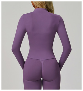 2025 veste à glissière accrocher soutien-gorge Biker Shorts 3 pièces ensemble FW sans couture côtelé manteau chaud haut Scrunch bout à bout court Gym Sport Yoga ensemble - Product Image 4