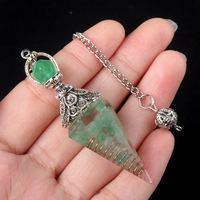 Pendentif en cristal hexagonal à 6 facettes pour la radiesthésie, en résine sculptée, pierre concassée, gemme spirituelle Wicca, énergie des chakras