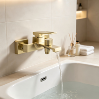LEBED Système de Mitigeur de Douche Thermostatique Encastré Moderne Mural en Laiton pour Salle de Bain d'Hôtel de Luxe Or Brossé Garantie 5 Ans